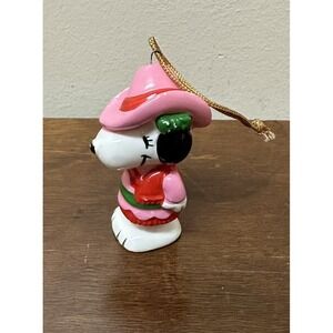 Vintage Peanuts Snoopy's Sister Belle Ceramic Cowgirl Ornament Made in Japan